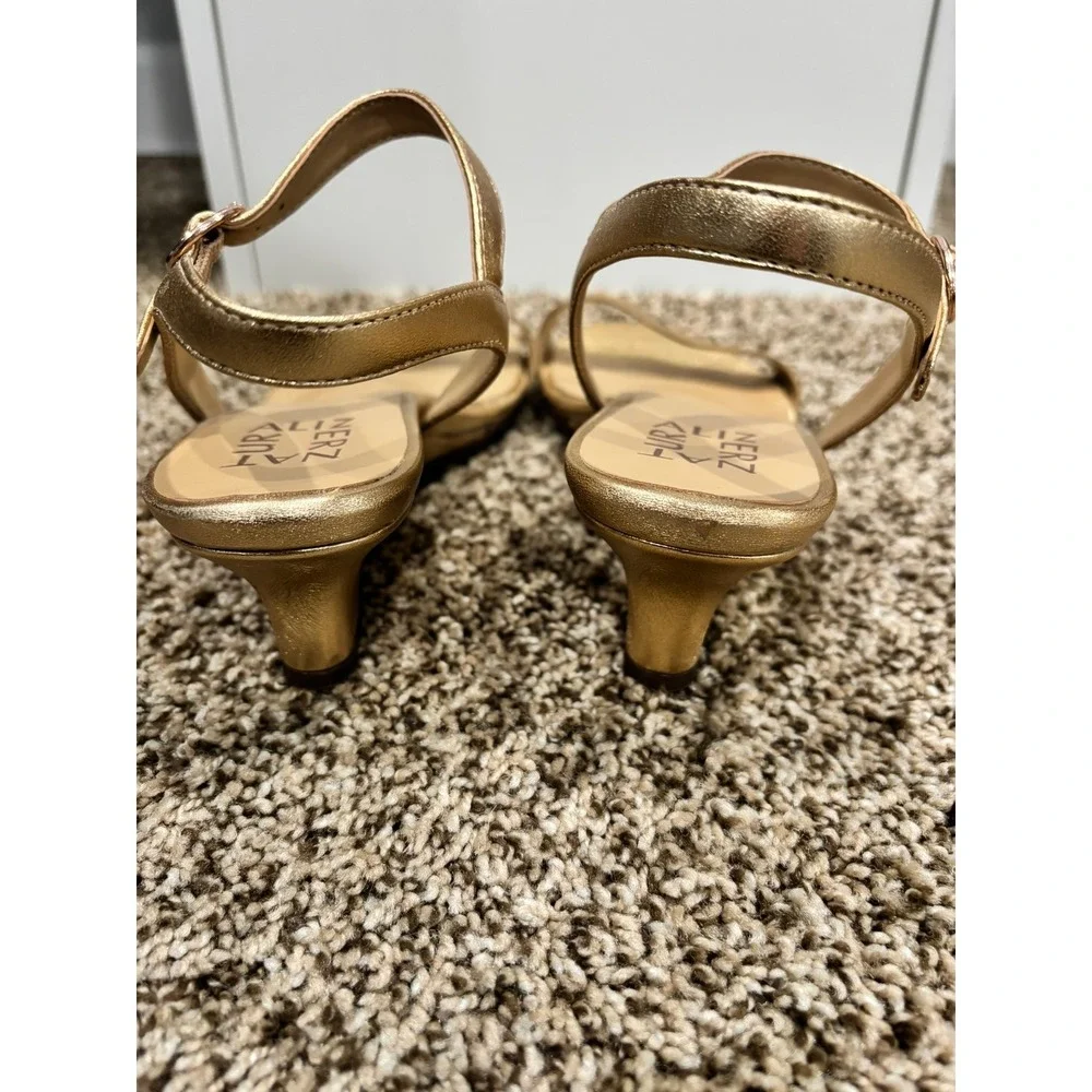 Naturalizer Metallic Gold Low Wedge Sandals